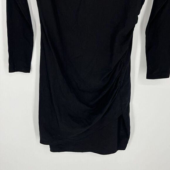eShakti Dress Size Small Womens Black Ruched Round Neck Sheath Cotton Stretch - Picture 3 of 8